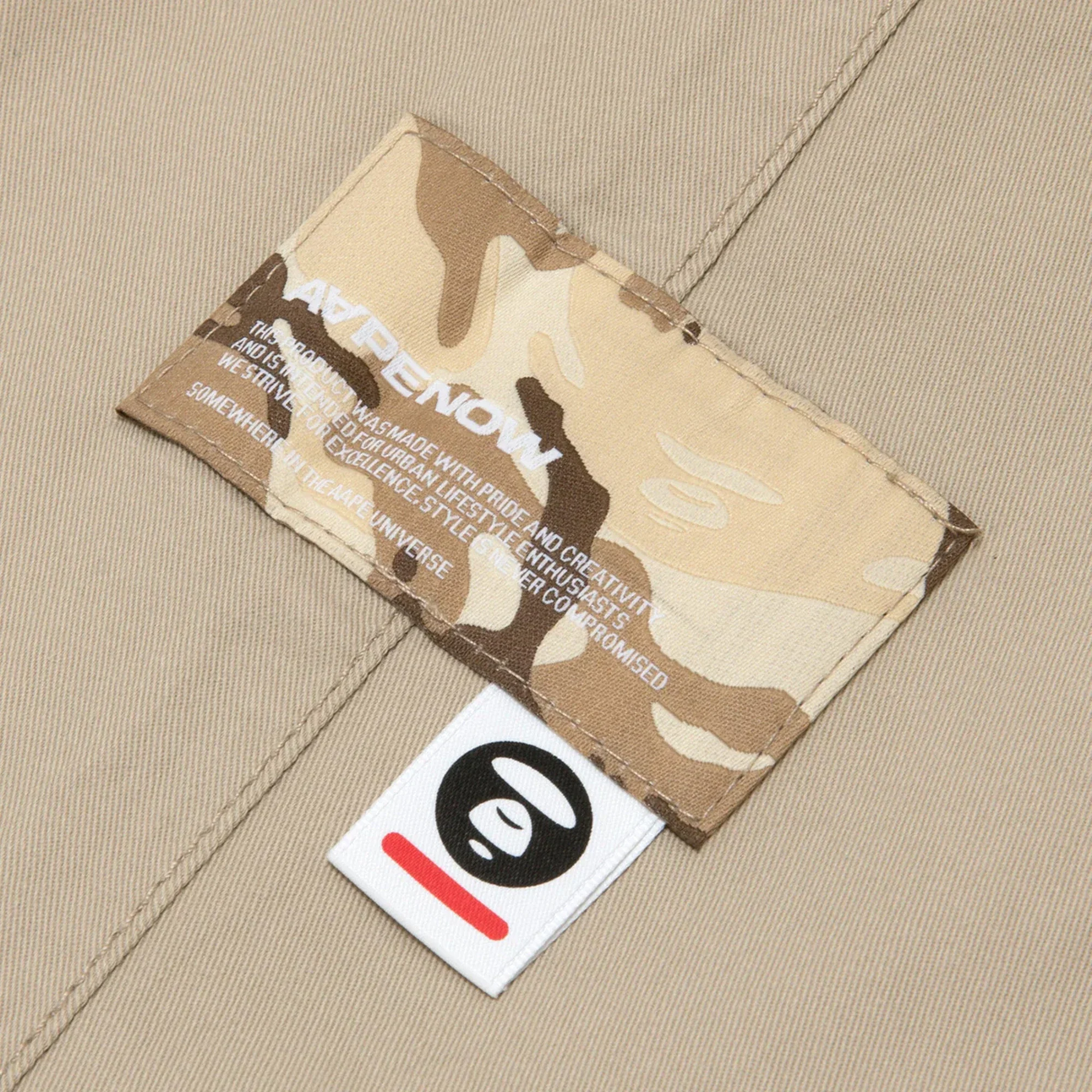 AAPE Moonface Embroidered Relaxed Woven Pants 'Beige / Grey' - Image 4