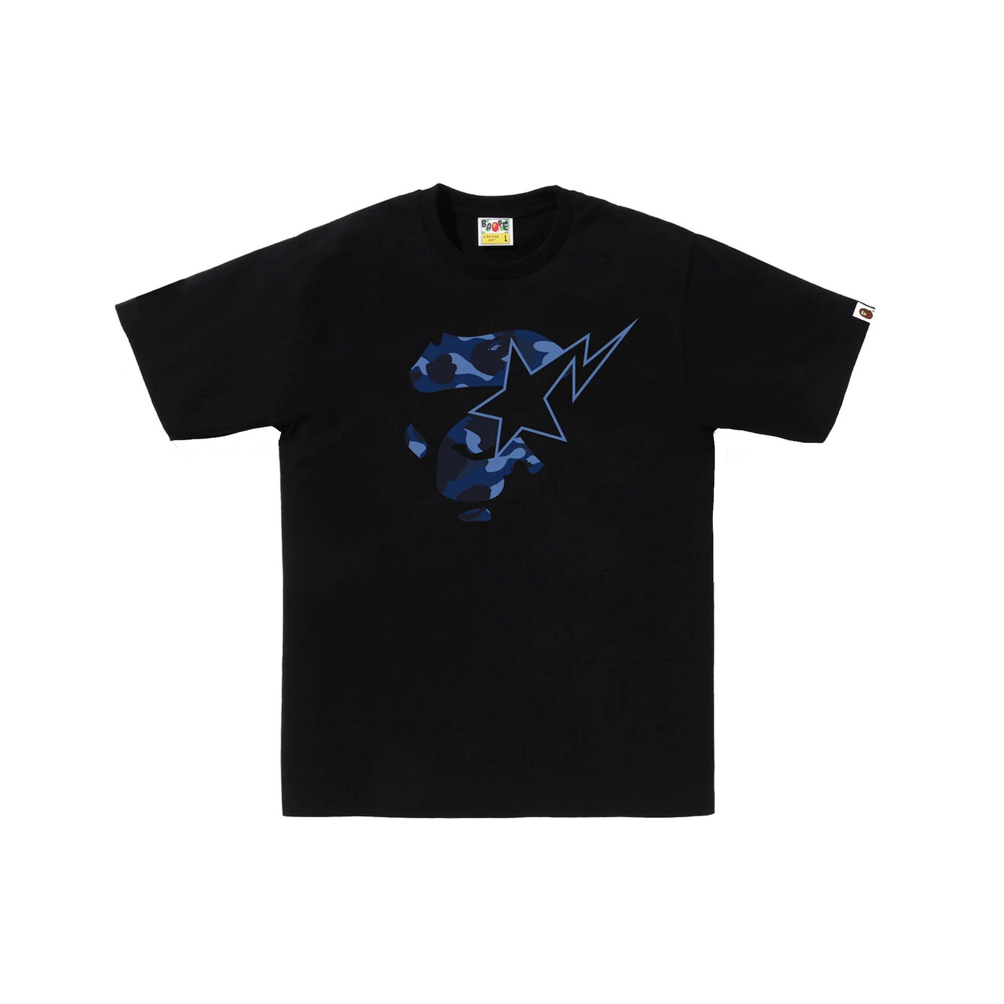 BAPE Color Camo Ape Face STA Tee 'Black / Navy' (2025)
