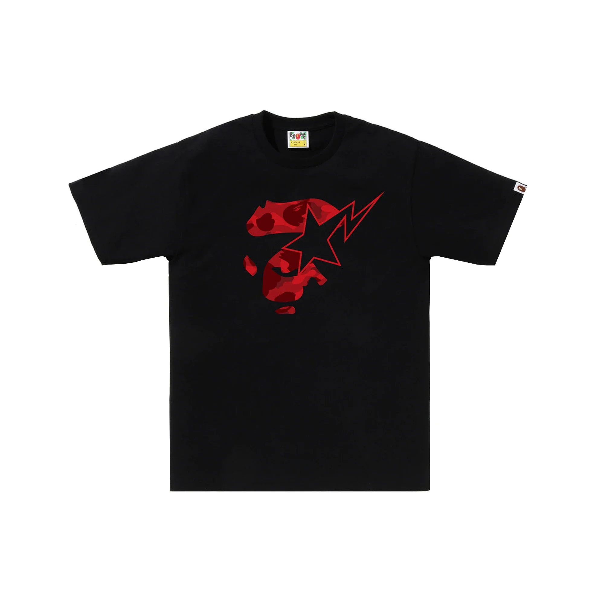 BAPE Color Camo Ape Face STA Tee 'Black / Red' (2025)
