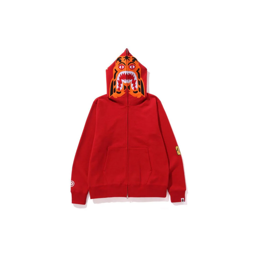 Bape Tiger Full Zip Hoodie 'Red'