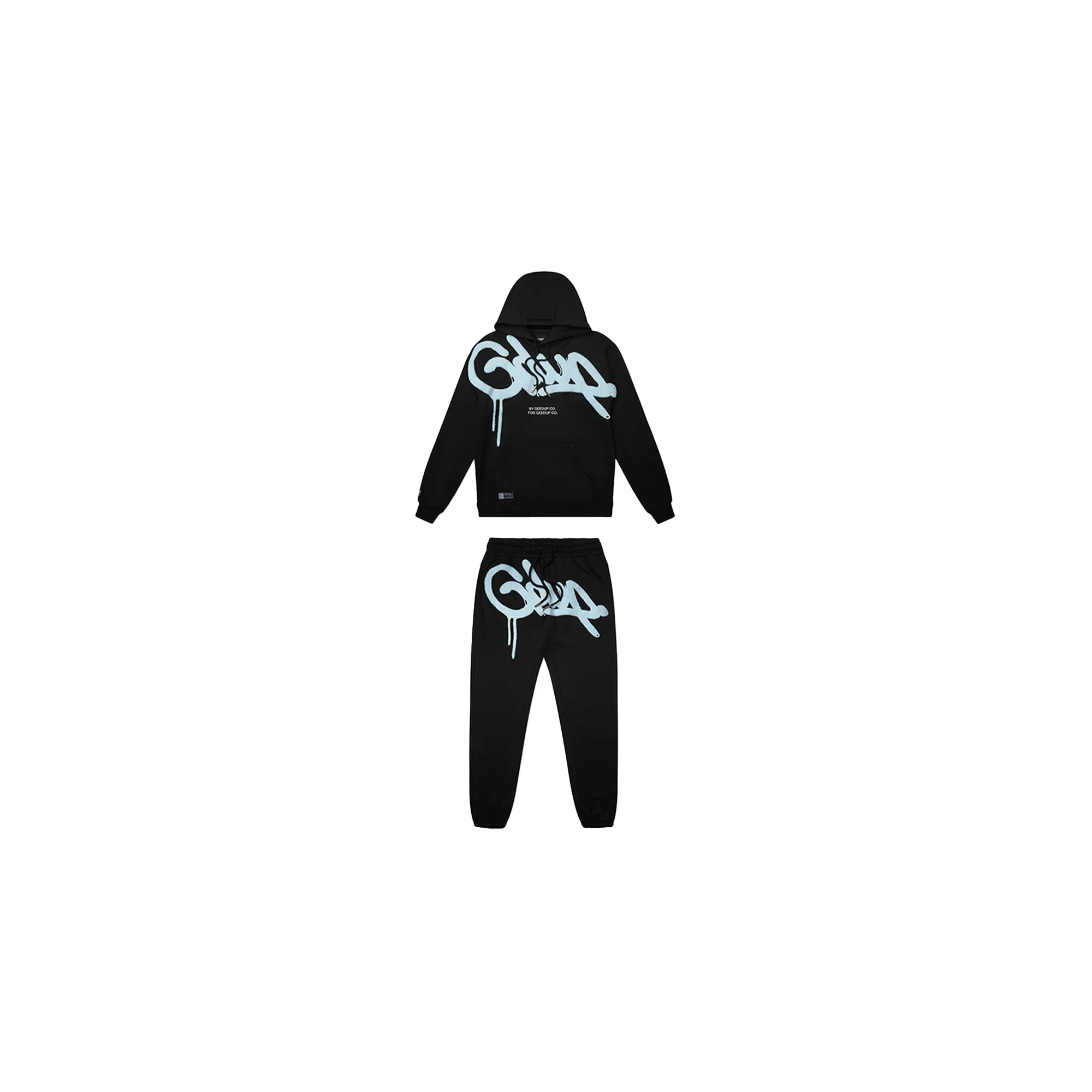 Geedup Handstyle Kids Tracksuit 'Black / Baby Blue' (2024) - Image 2