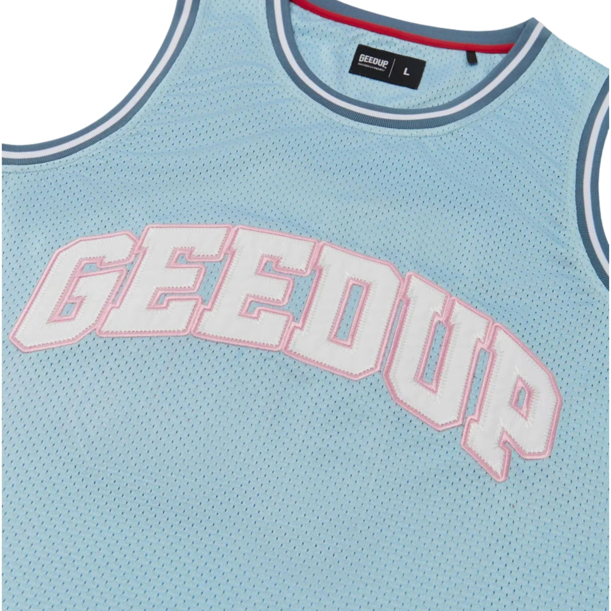 Geedup Team Logo Basketball Jersey 'Blue / Pink / White' (2024) - Image 3