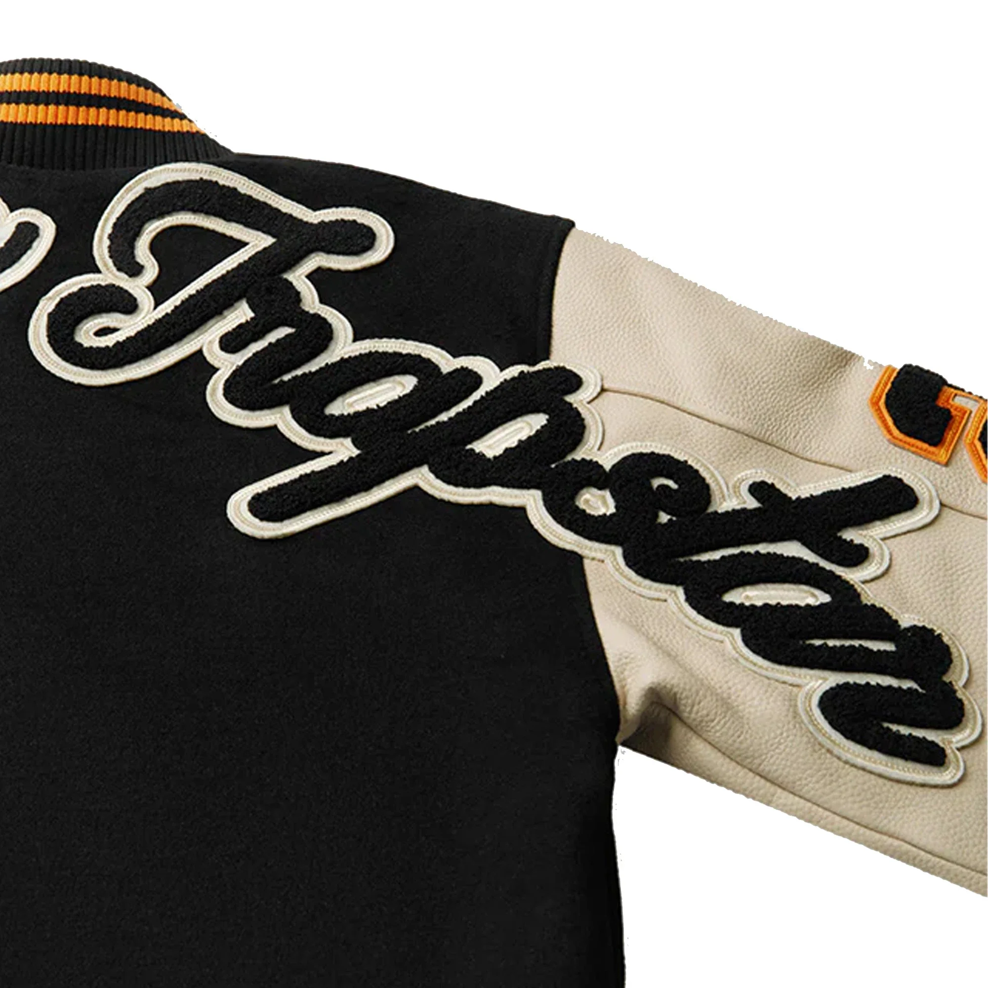 Geedup x Trapstar Letterman Jacket 'Black / Cream / Orange' (2025) - Image 3