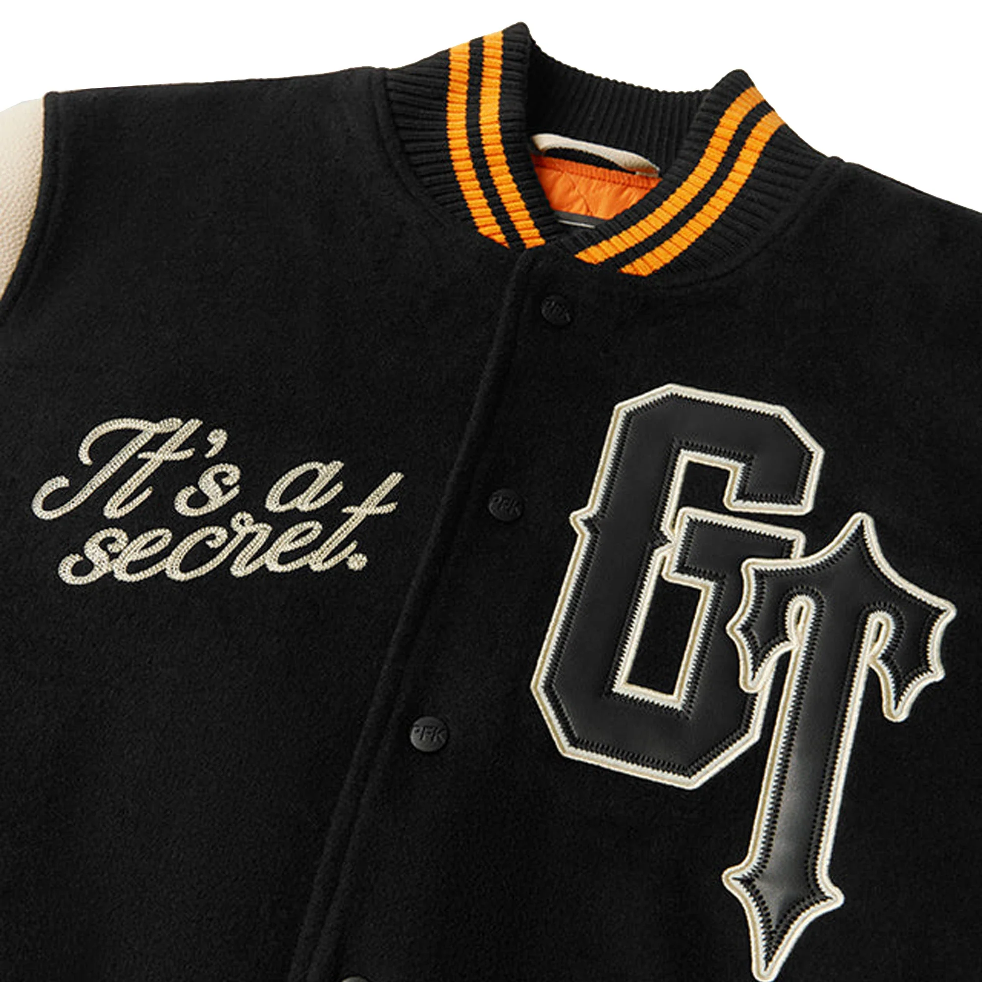 Geedup x Trapstar Letterman Jacket 'Black / Cream / Orange' (2025) - Image 9