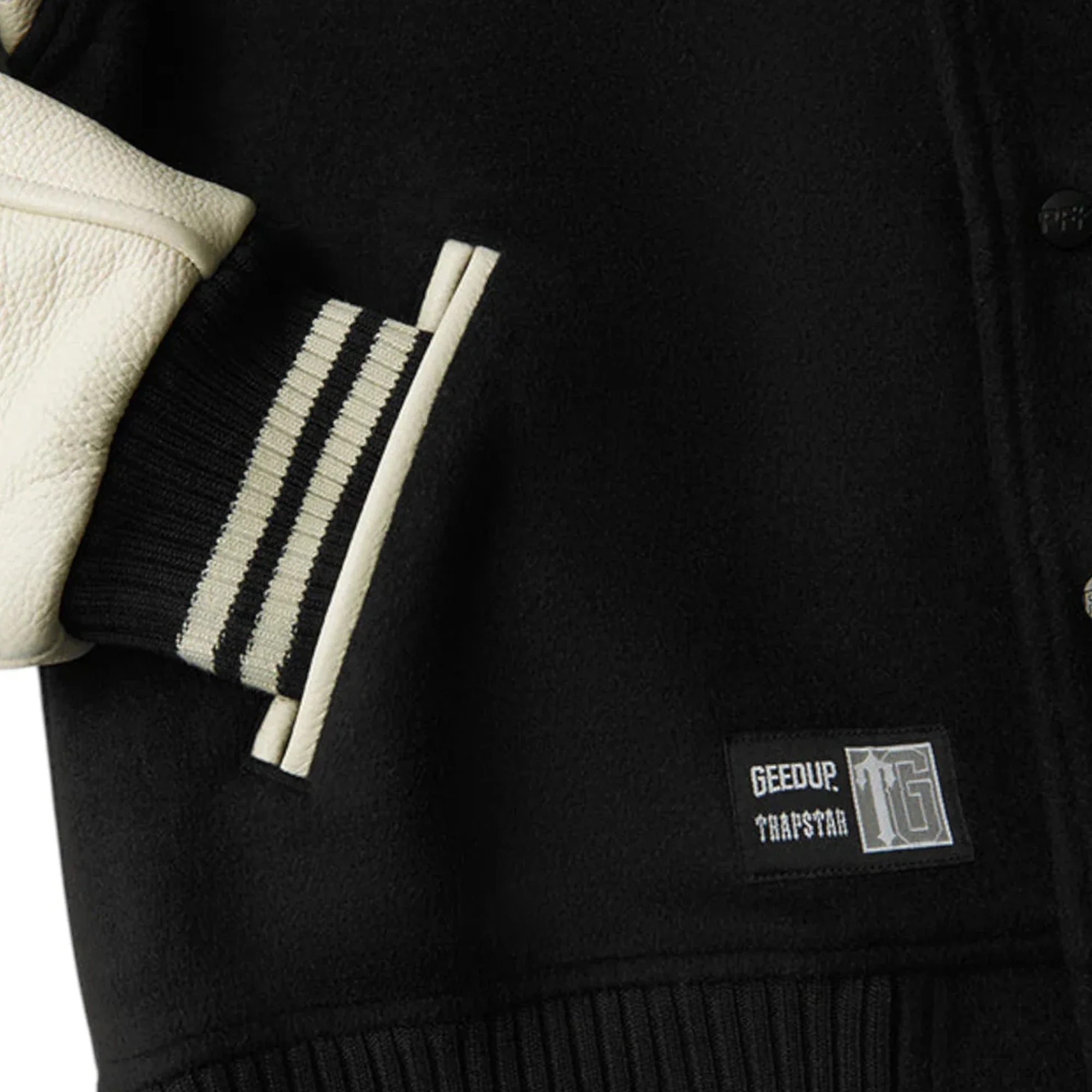 Geedup x Trapstar Letterman Jacket 'Black / White / Grey' [Complex Exclusive] (2025) - Image 4