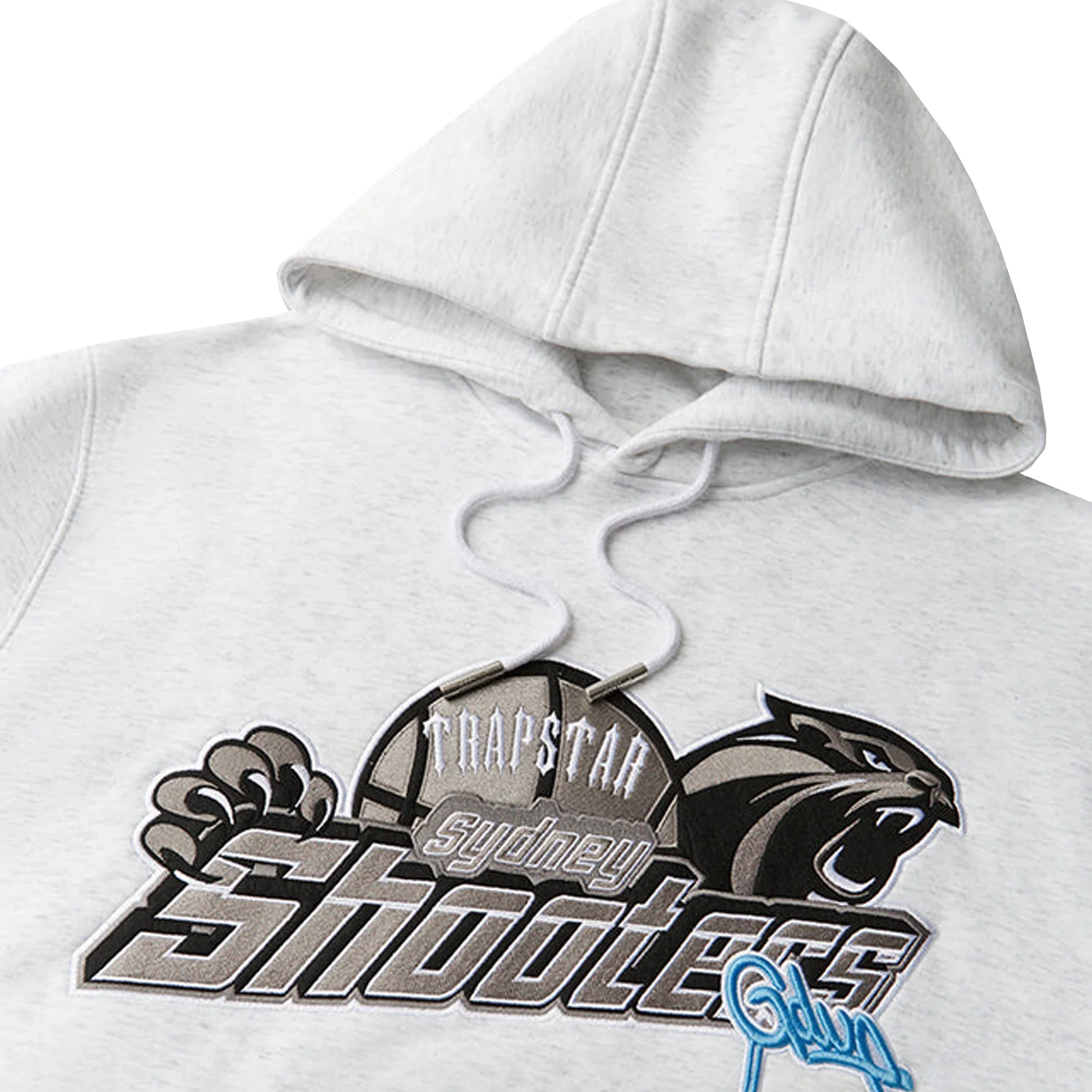 Geedup x Trapstar Sydney Shooters Hoodie 'White Marle / Blue' (2025) - Image 2
