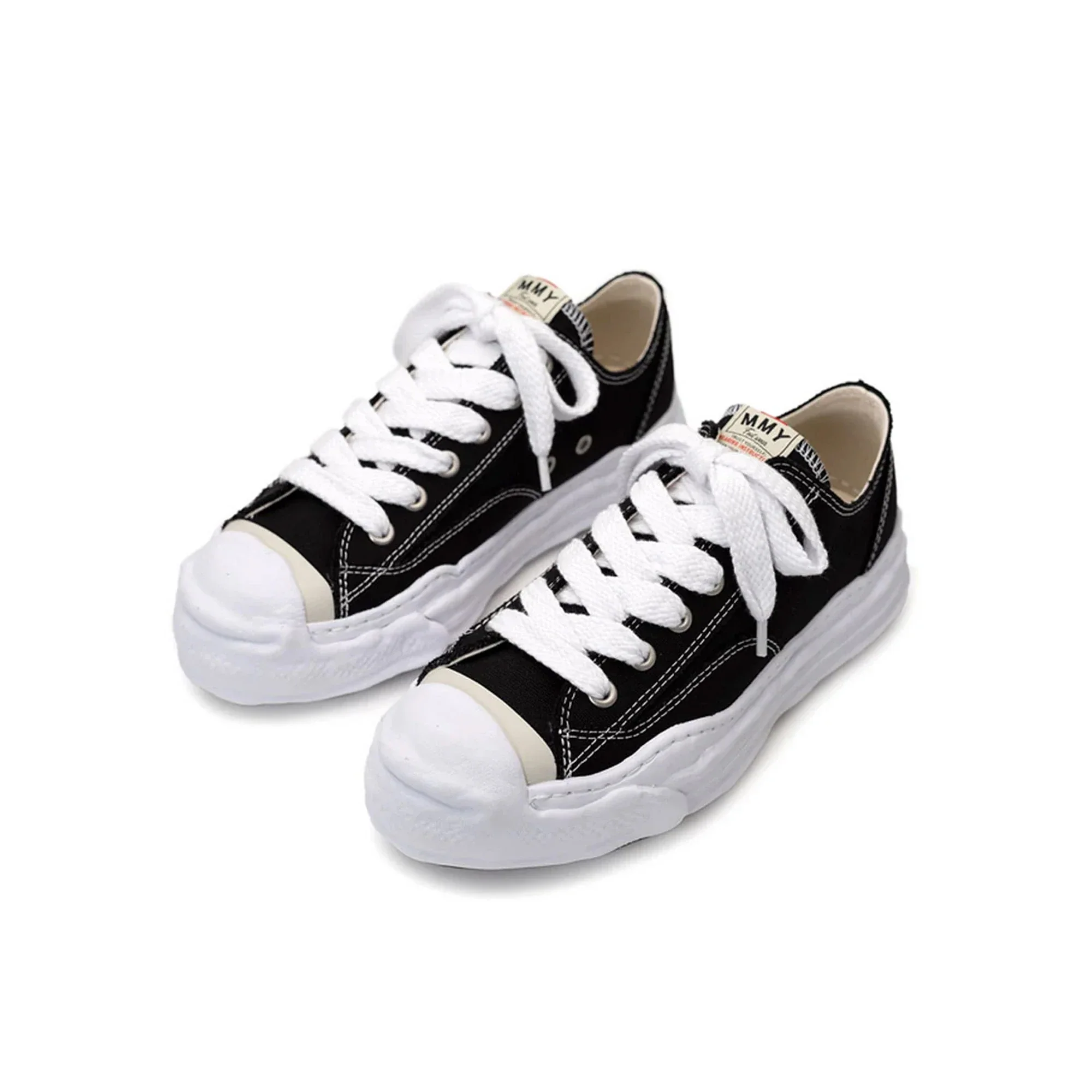 Maison Mihara Yasuhiro Hank OG Sole Canvas Low 'Black White' (2022) - Image 5
