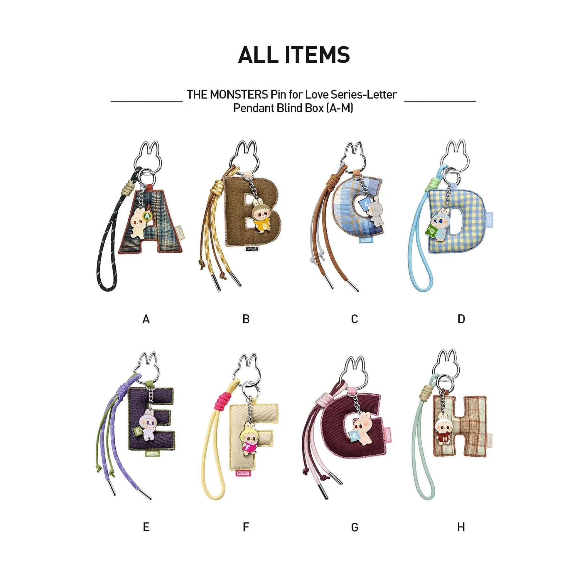 POP MART THE MONSTERS LABUBU Pin for Love Series Letter Pendant (A-M) (14 Blind Boxes) - Image 3