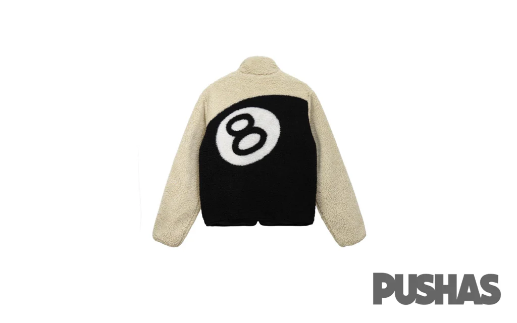 Stussy 8 Ball Sherpa Reversible Jacket 'Natural' - Image 2