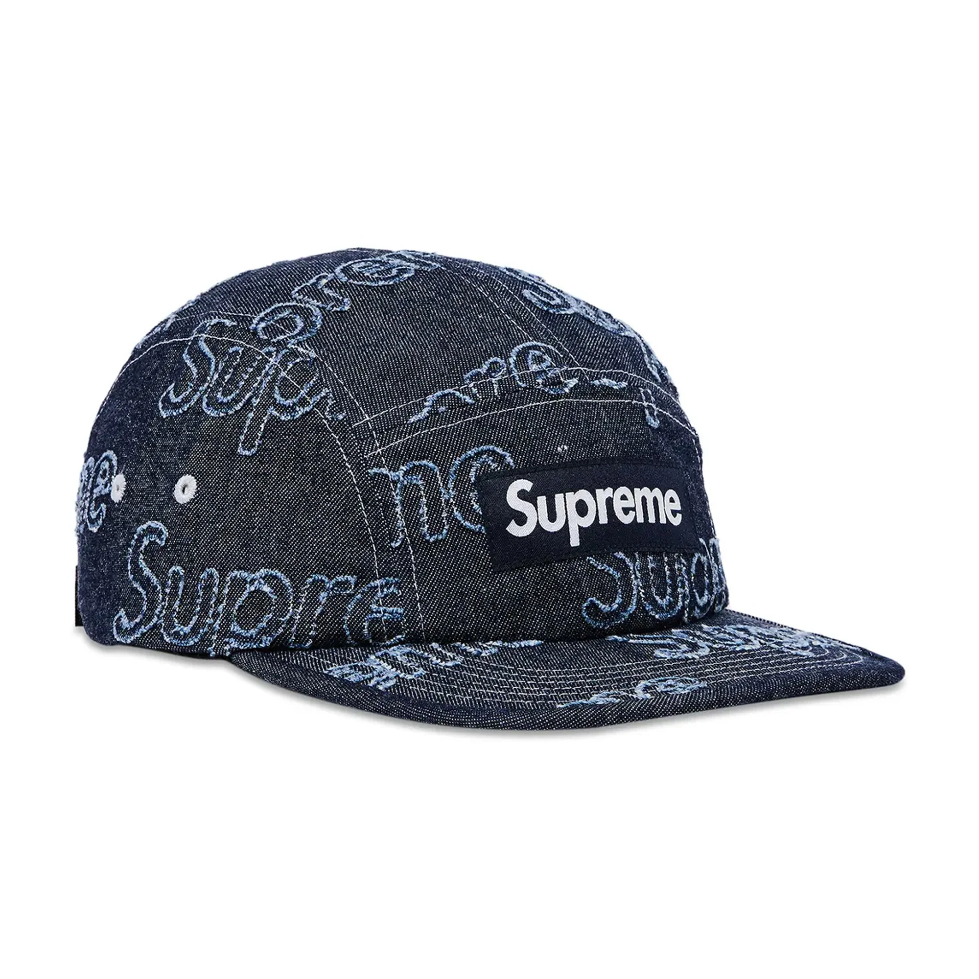 Supreme Lasered Denim Camp Cap 'Navy' (2024) - Image 2