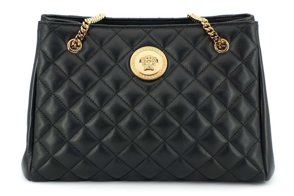 Versace Quilted Nappa Leather Medusa Tote Handbag 'Black' - Image 3