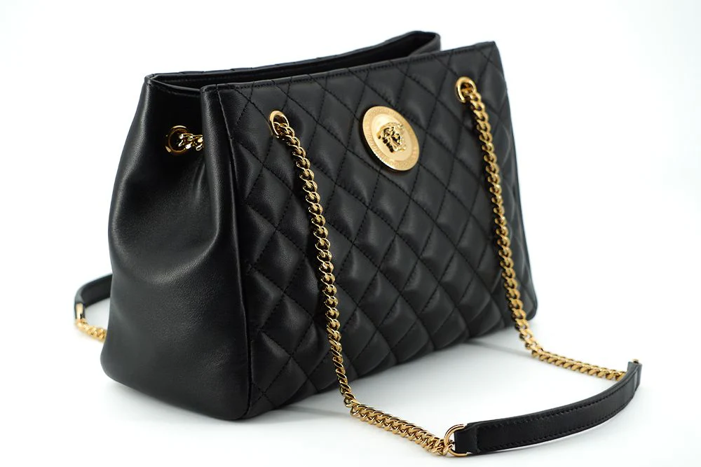 Versace Quilted Nappa Leather Medusa Tote Handbag 'Black' - Image 4