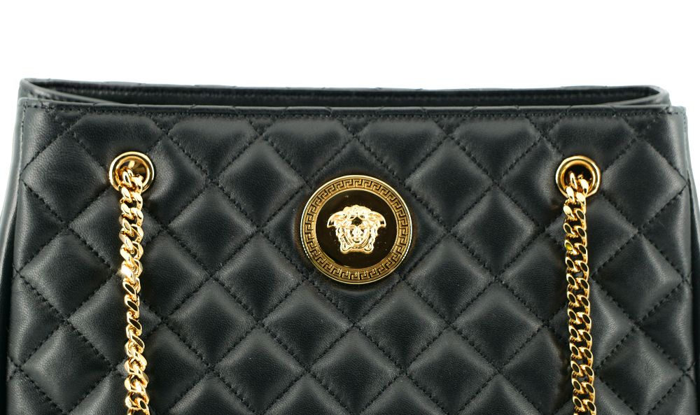 Versace Quilted Nappa Leather Medusa Tote Handbag 'Black' - Image 5